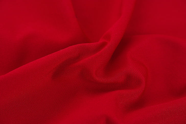 red, fabric, textile, color image, copy space, detail, macro
