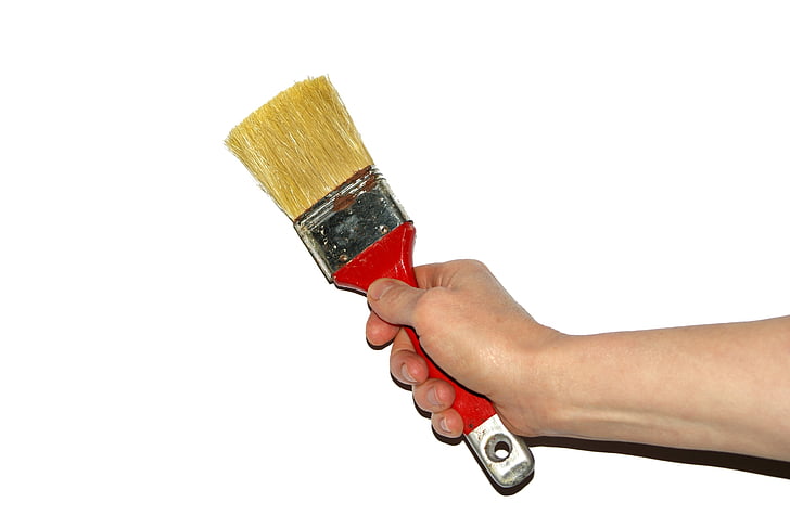 raspall, dona, treball, la mà, pintor, pintura, pinzell