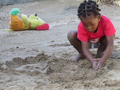 kid, playing, beach, fun, child, girl, children
