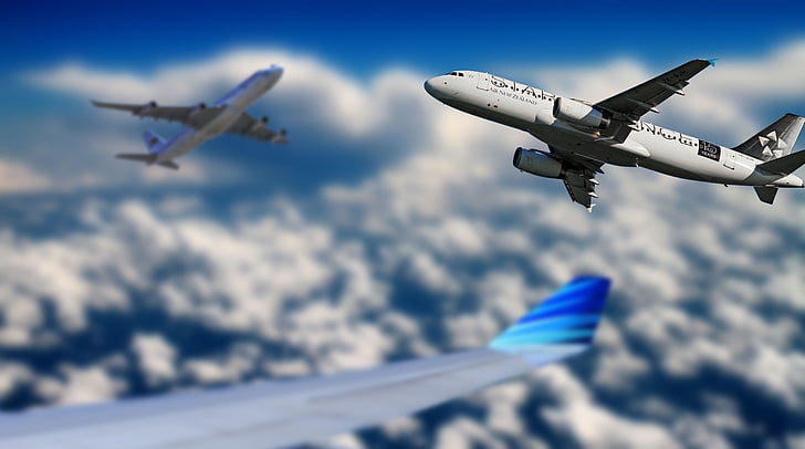 repülőgép, Sky, menet közben, kék, légi közlekedés, utazás, felhő