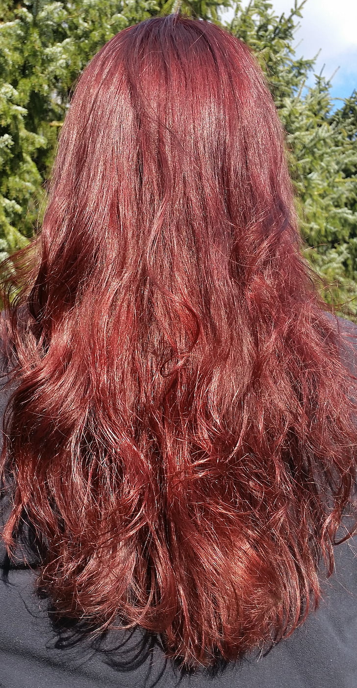 coiffure, cheveux, rouge, Locke, coiffures, femme, long