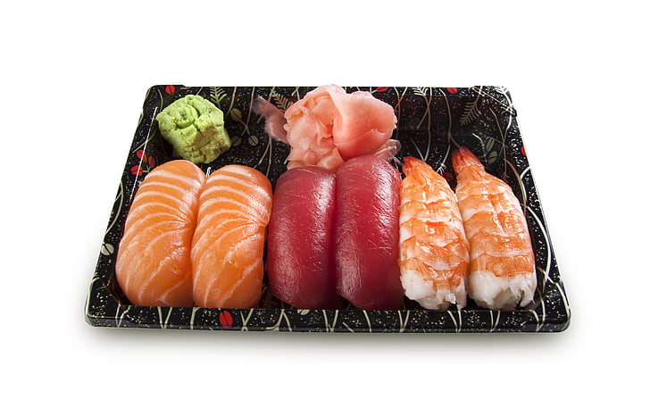 Sushi, Satz, Nigiri, Maki, Fisch, Rohe, Lachs
