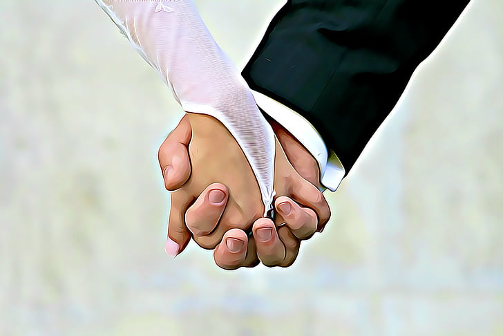handschoen, Pak, hand, handen, bruiloft, bruid, verloofde