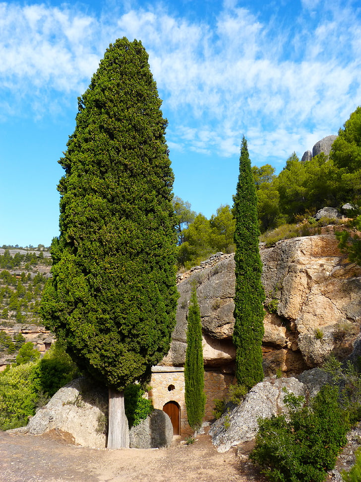 Hermitage, ar sant Rosio, cabassers, Priorat, Cypress, montsant, daba, baznīca