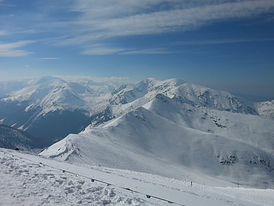 kalnai, Tatrai, vaizdas nuo kasprowy wierch, sniego, kalnų, žiemą, Gamta