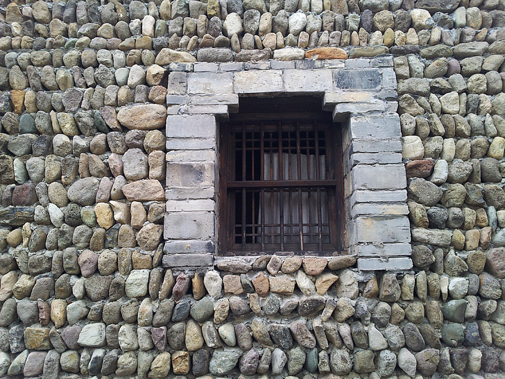 vinduet, Kina, historie, landsbyen, stein, vegg, småstein