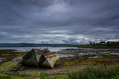 old boat, wrecked, boat, wreck, abandoned, wooden, shipwreck