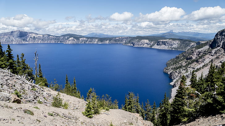 Crater lake, hory, scénické, horské jazero, Cestovanie, scenérie, Príroda