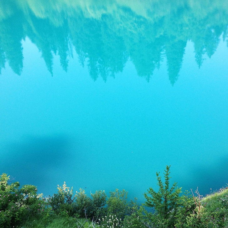 отражение, природата, езера, планини, вода