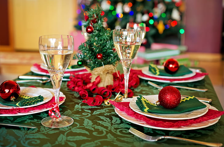 julebord, julemiddag, Christmas dinner indstilling, tabel, ferie, jul, middag