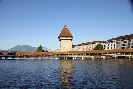 Luzern, Kaplnka, Most, drevo, veža, mesto, vody