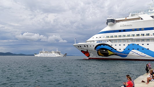 výletná loď, Chorvátsko, Dalmácia, Zadar, Aida, Port, Cruiser