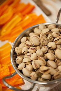 pistachios, nuts, snack, spread, bowl