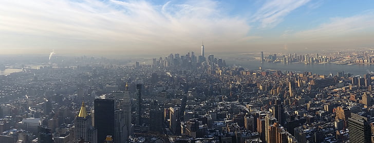 nueva york, rascacielos, gran manzana, Manhattan, gran ciudad, Skyline, paisaje urbano