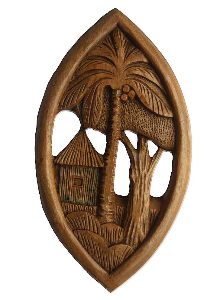 carving, africa, wood, hut, palm