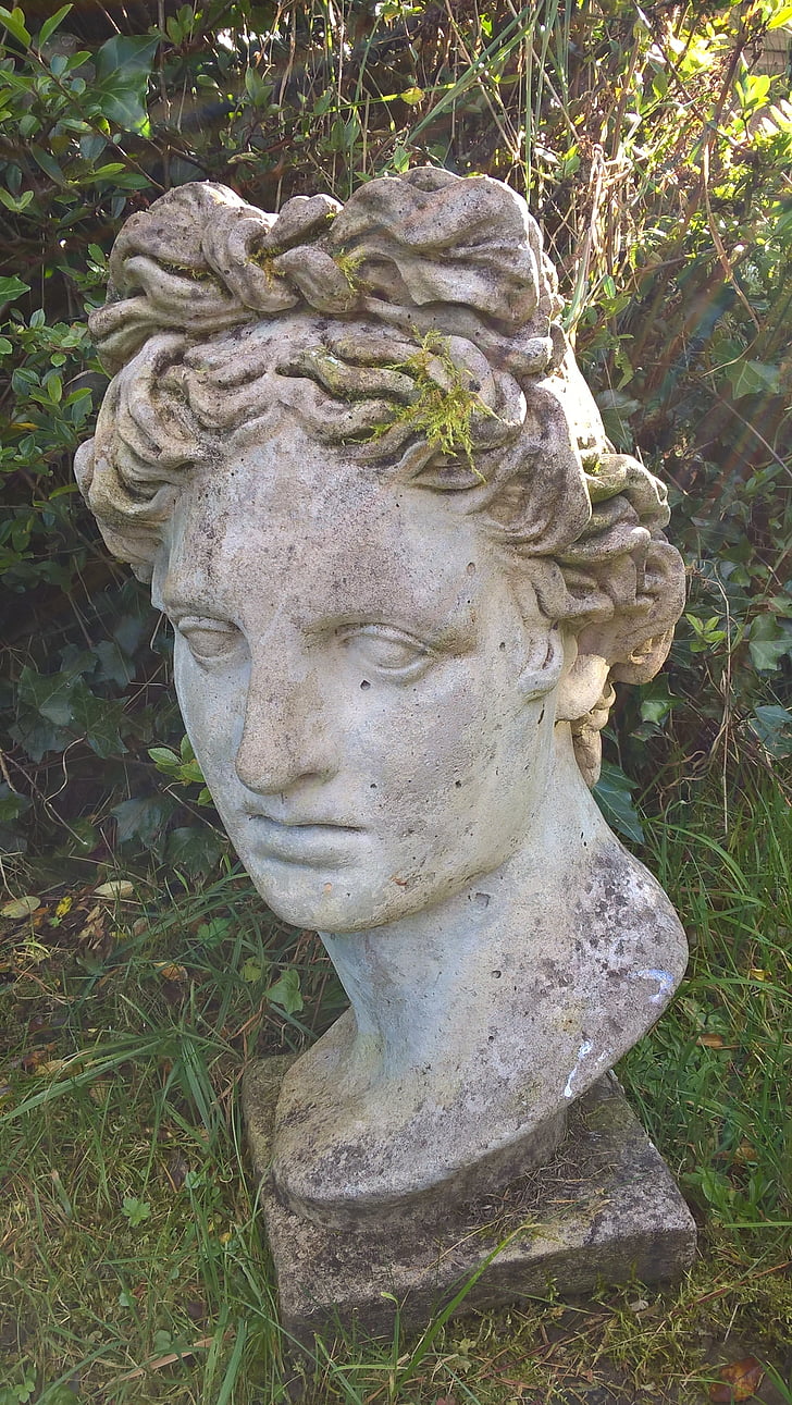 staty, trädgård, Apollo, skulptur