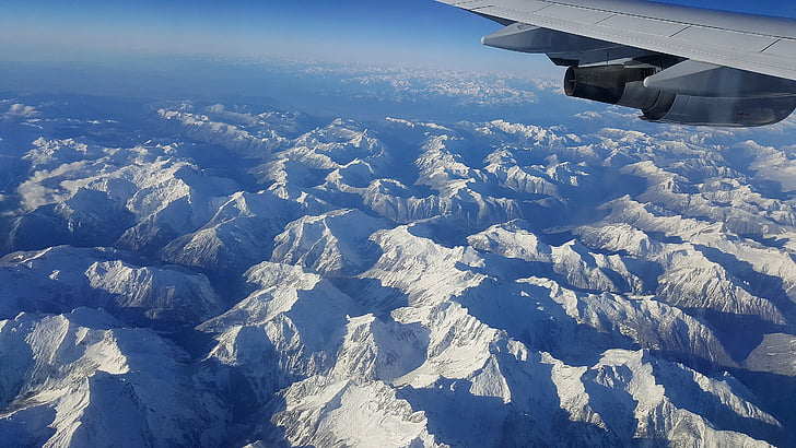 airplane view, mountains, above, landscape, top, flight, scenic