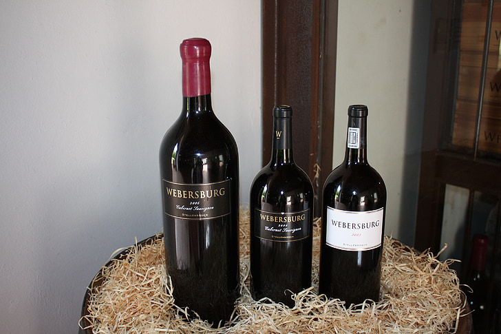 Pietų Afrika, vyninė, vyno buteliai, 3 buteliukai, dekoflaschen, Weingut weber burg