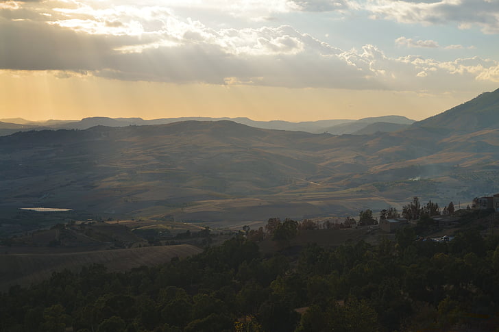 mountain, golden, hour, time, cloud, clouds, landscape