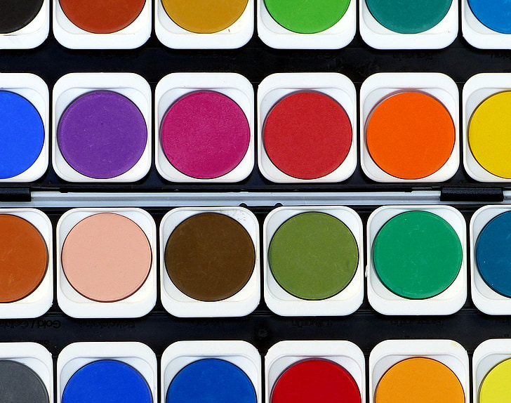 색, 다채로운, 수채화, 레 귤 레이 션, 페인트 상자, malkasten, 그림