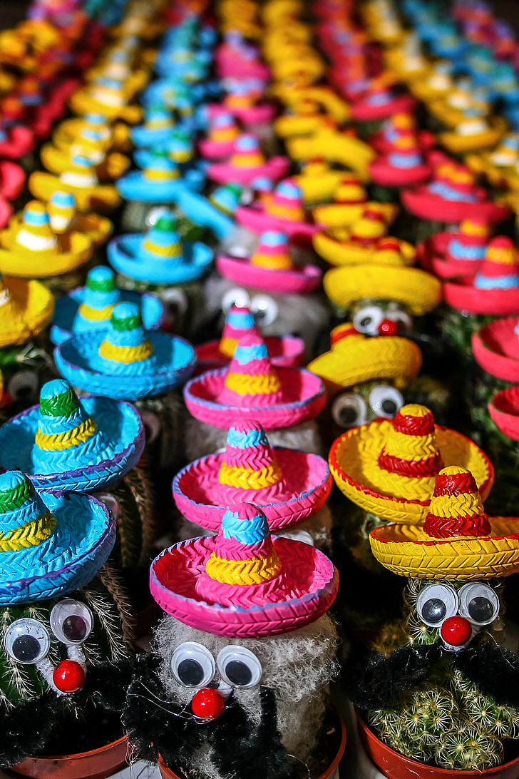 kaktusas, Meksika, kepurės, spalvinga, spalva, Sombrero, apsauga nuo saulės
