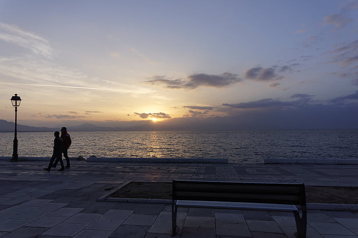 solnedgång, Loutraki, Grekland, sommar, Medelhavet, Vacations, turism