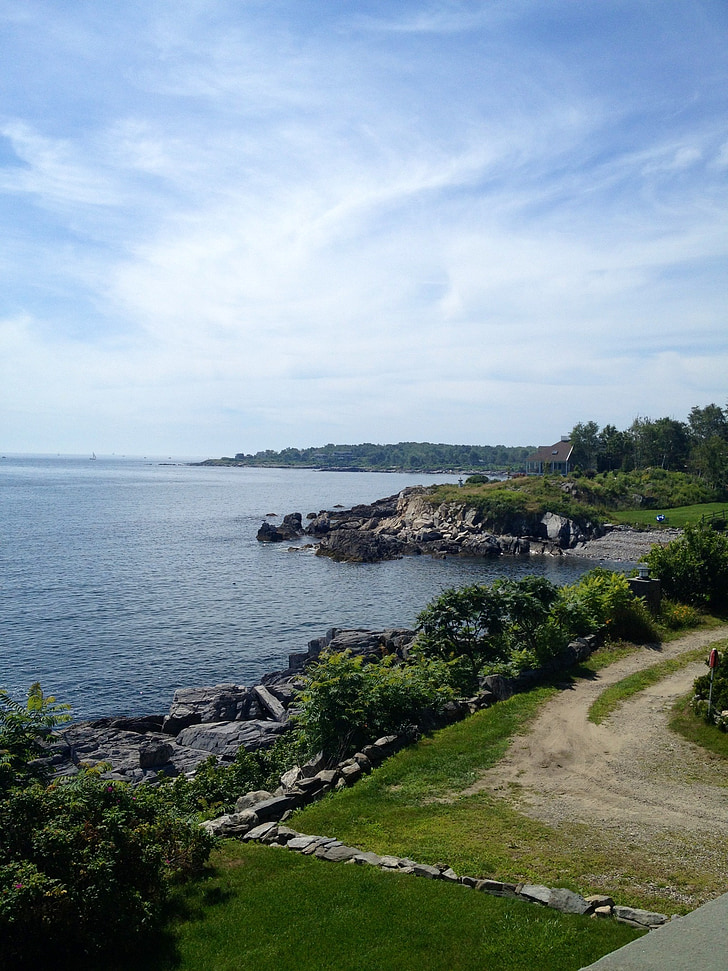 Cove, kyst, ø, havet, Maine, Se, landskab
