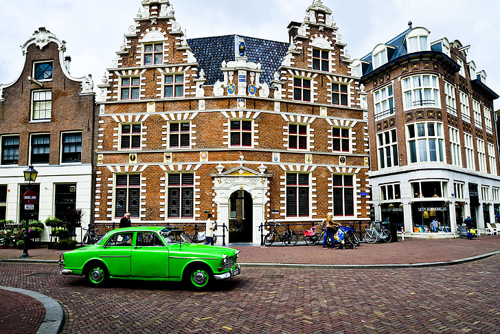 Nederländerna, Holland, Volvo, grön, Oldtimer