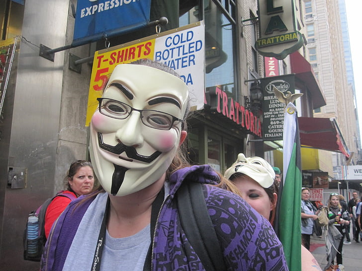 anonyma, masken, protest, personer, Internet, hacker, politik