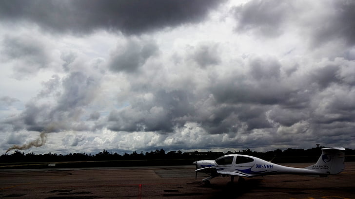 núvols, avió, Diamant, blau, aire, ennuvolat, camp d'aviació