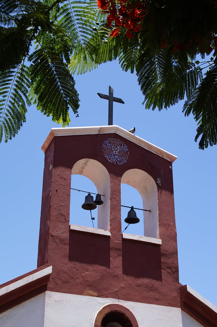 kyrkan, Spanien, Teneriffa, kapell, Santa cruz, klockor, klocktornet