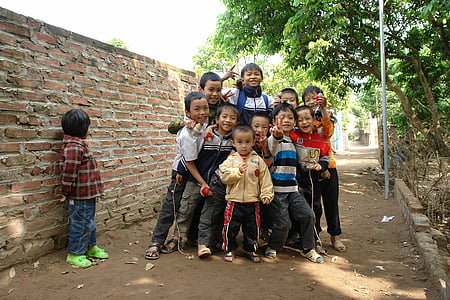 dítě, smích, hrát, Hanoj, Vietnam, slunečno, s úsměvem