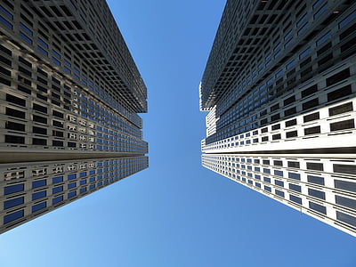 skyscraper, sky, building, urban, architecture, modern, downtown