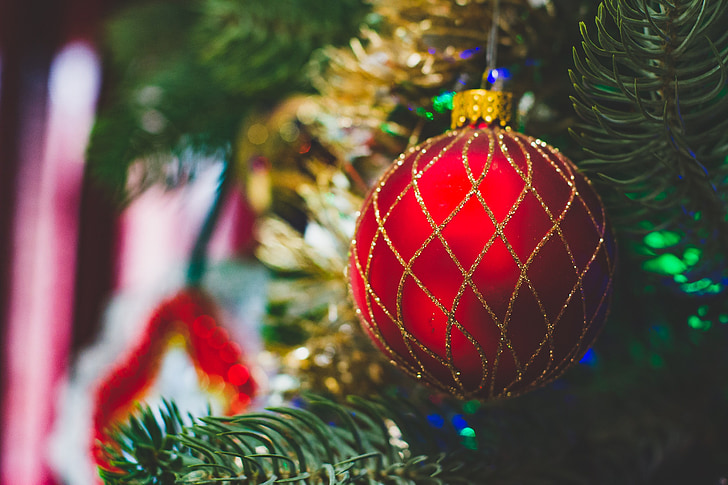 Рождество, Рождественская елка, красный, праздник, украшения, Xmas, Декабрь