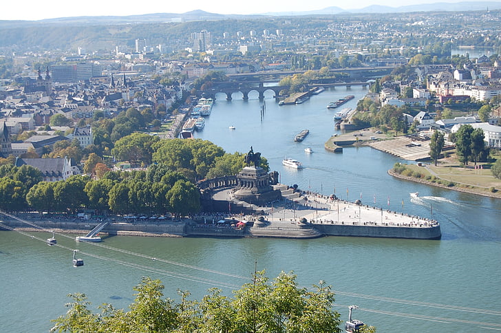 Saksa nurgas, Koblenz, Rein, Moseli jõgi, Saksimaa, Monument, Kaiser wilhelm monument