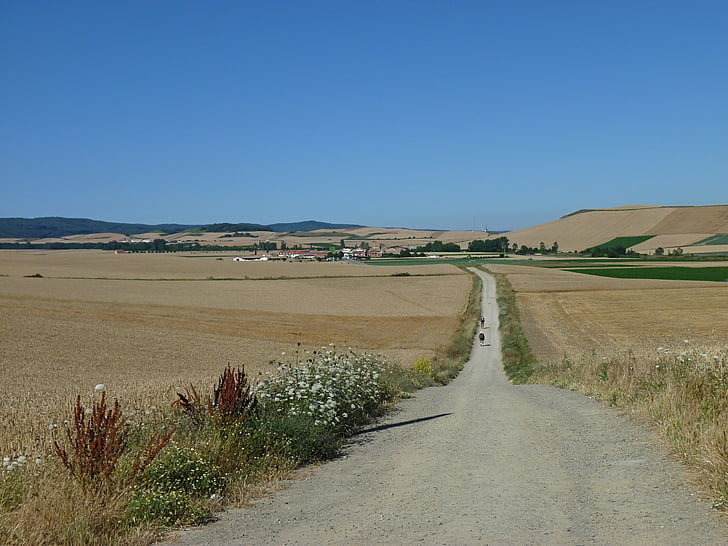 Jakobsweg, Spanyolország, kavics road, hogy a zarándoklat, zarándoklat, vidéki táj, természet