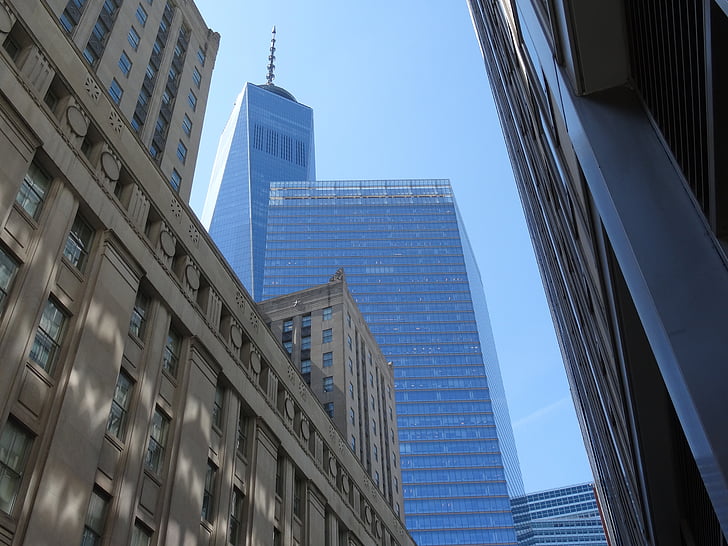 arquitectura, edificio, Manhatan, nueva york, punto de vista, rascacielos