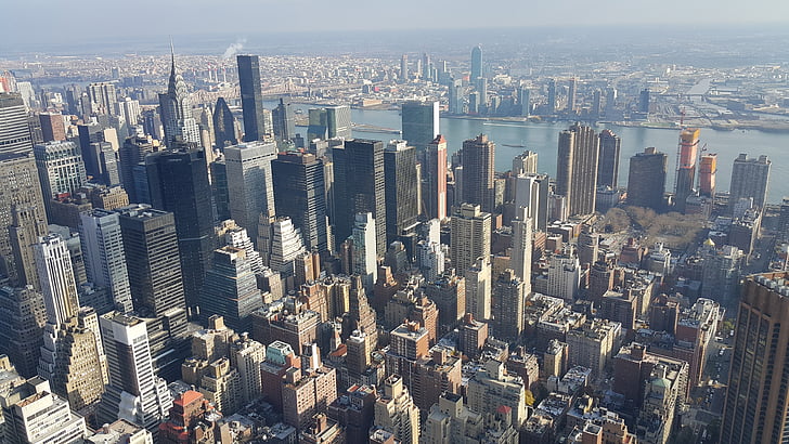 Manhattan, nye, York, byen, skyskraper, bygge, naturskjønne