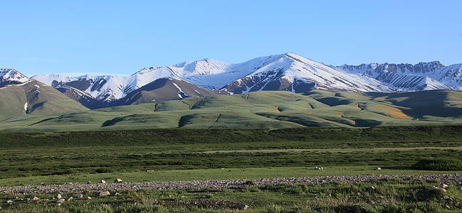 mountains, nature, snow, kyrgyzstan