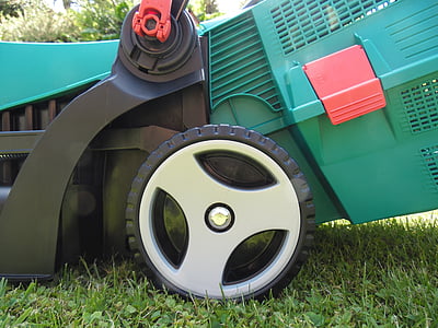 lawn mower, garden, rush, manual operation, grass box, grass, close