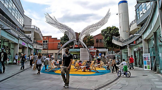 Londres, ange, anges, symbole, Memorial, Sky, statue de