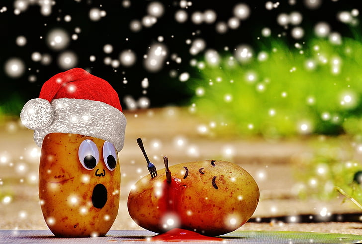 nāvējoši Ziemassvētku, slepkavība, jautrs, jautri, Ziemassvētku laiks, kartupeļi