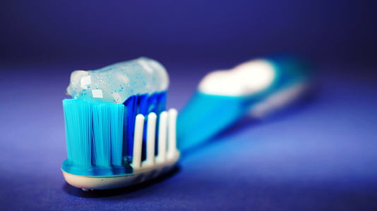 zubní kartáček, zubní pasta, hygiena, modrá, Strand, gel, mentol
