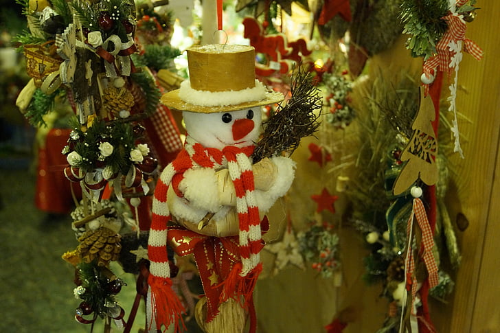 Snow man, Kerstmarkt, rood, wit, Kerst, komst