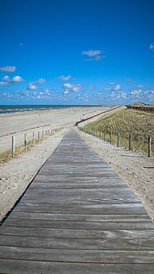 beach, north sea, away, uphill, perspective, holland, blue