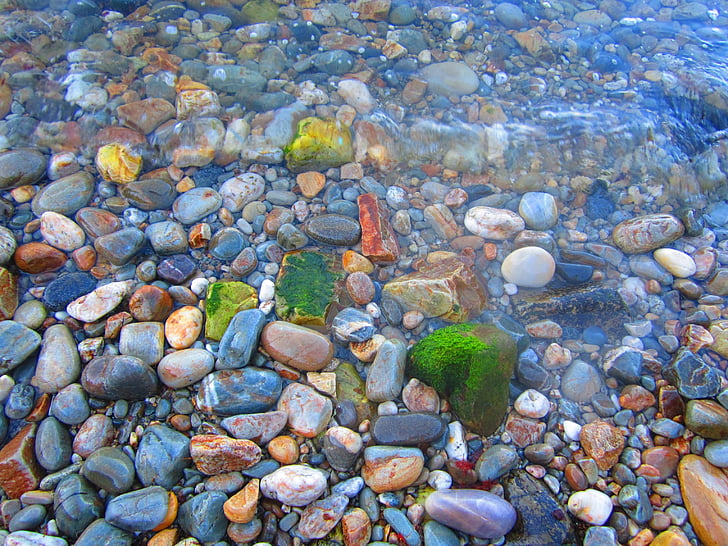 stenar, färgglada, havet, Cala, Shore, Pebble, naturen