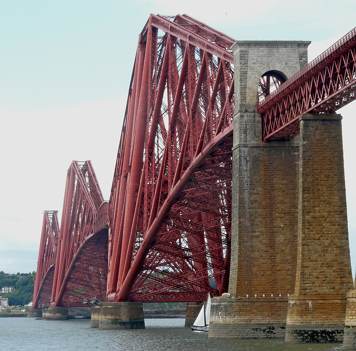 most, naprijed, Queensferry, Škotska, Fife, željeznicom, Edinburgh