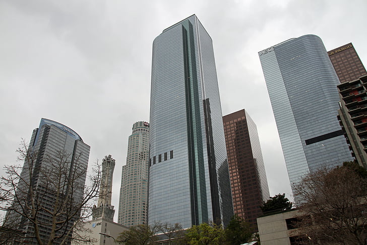 los angeles, downtown, building, architecture, skyline, business, financial