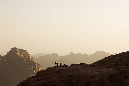 bergen, Dawn, Rocks, turister, klättrare