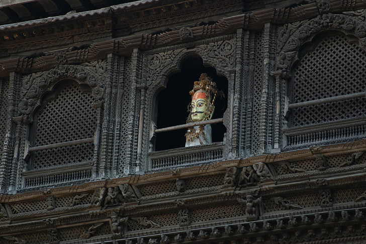 Nepal, bức tượng, cửa sổ, ngôi đền, thiêng liêng, tôn giáo